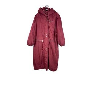 Mulberry Street Women's Burgundy Full Length Hooded Puffer Coat Size XXL